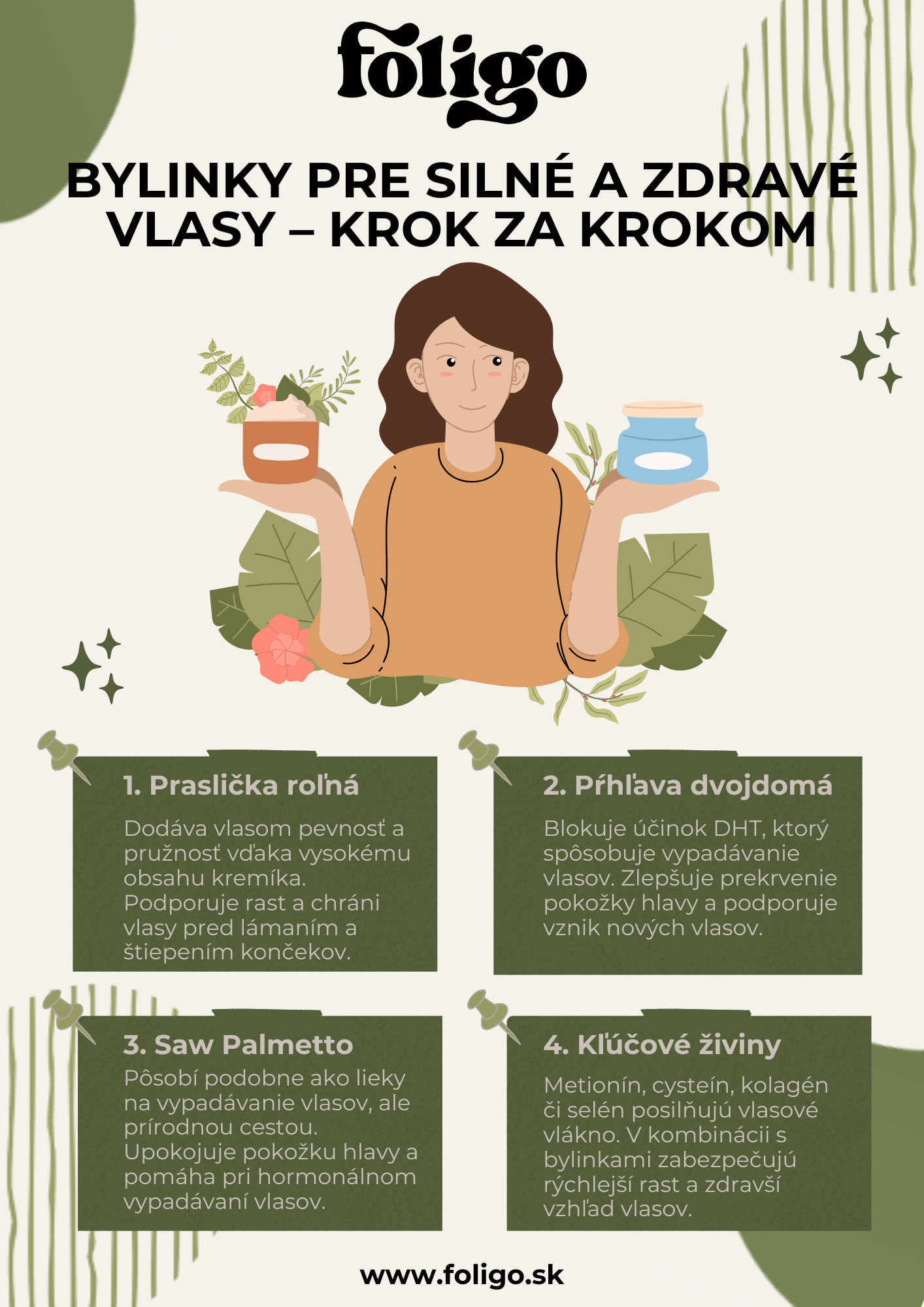 Infografika: Najlepšie bylinky na vlasy krok za krokom