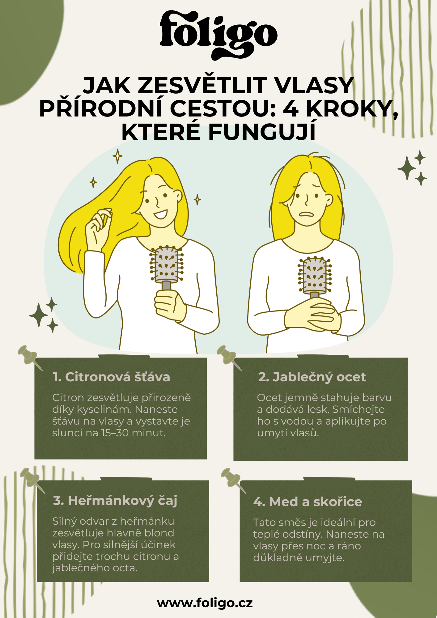 Infografika: 4 prírodné tipy na zosvetlenie vlasov