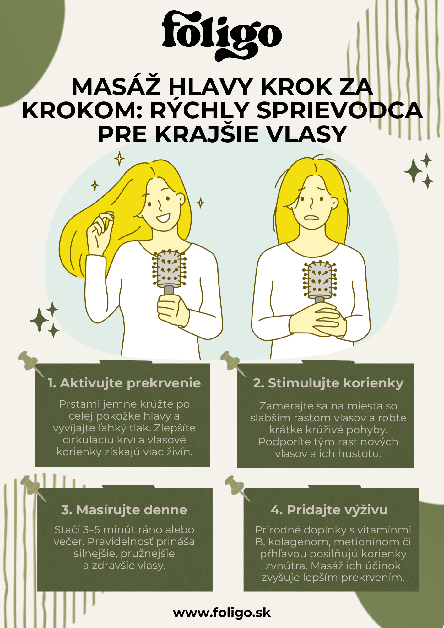 Infografika: Masáž hlavy a zdravé vlasy – ako na to?